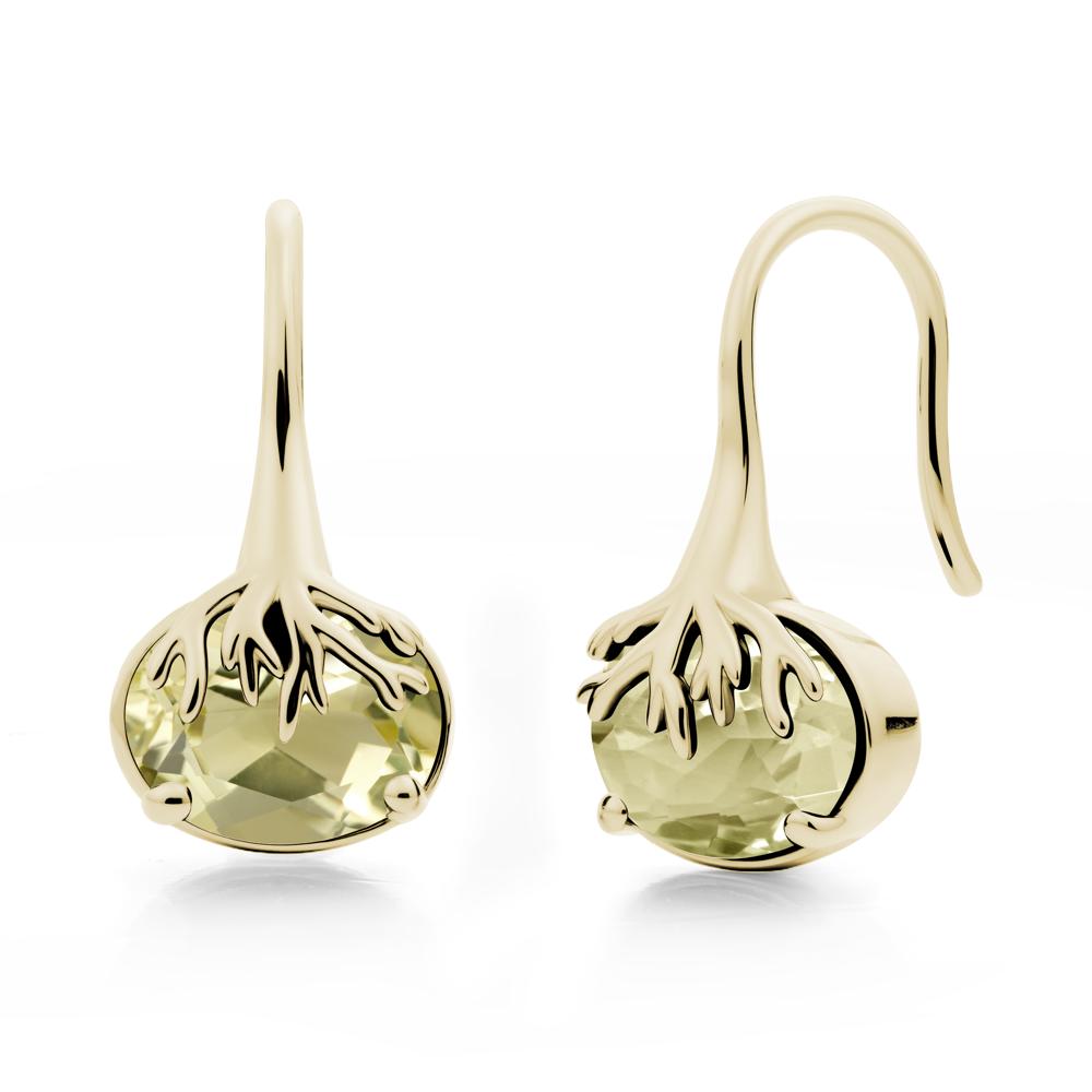 Oval Lemon Quartz French Hook Earrings - LUO Jewelry #metal_14k yellow gold