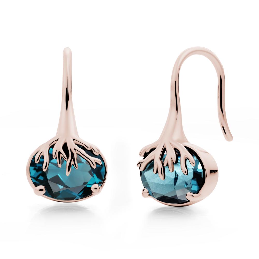 Nature Inspired Oval London Blue Topaz Earrings - LUO Jewelry #metal_14k rose gold