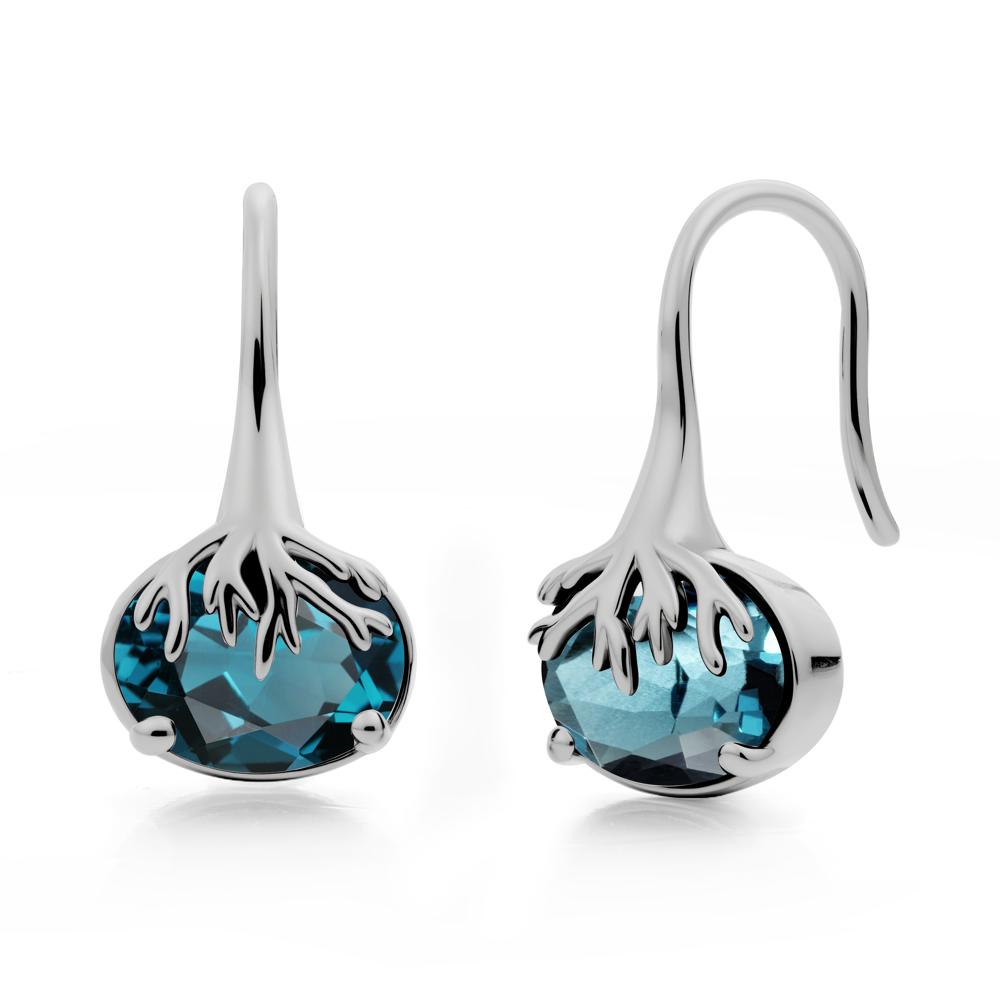Nature Inspired Oval London Blue Topaz Earrings - LUO Jewelry #metal_platinum