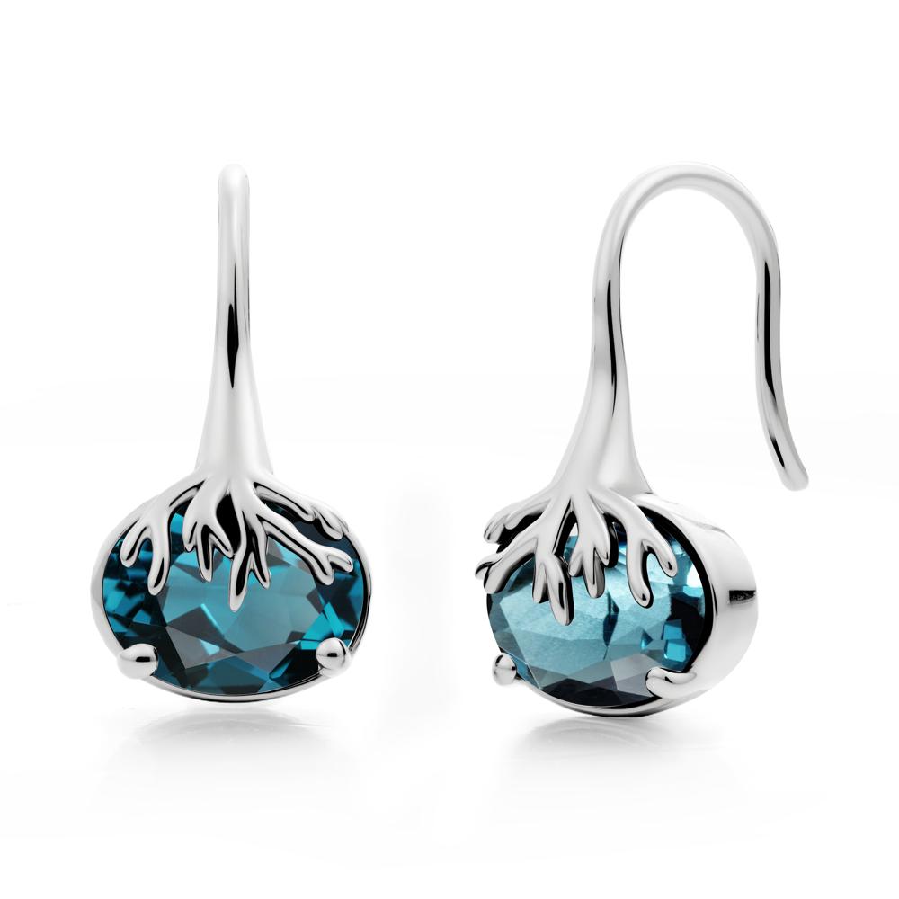 Nature Inspired Oval London Blue Topaz Earrings - LUO Jewelry #metal_sterling silver