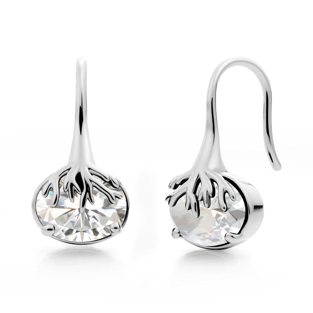 Nature Inspired Oval Moissanite Earrings - LUO Jewelry #metal_18k white gold