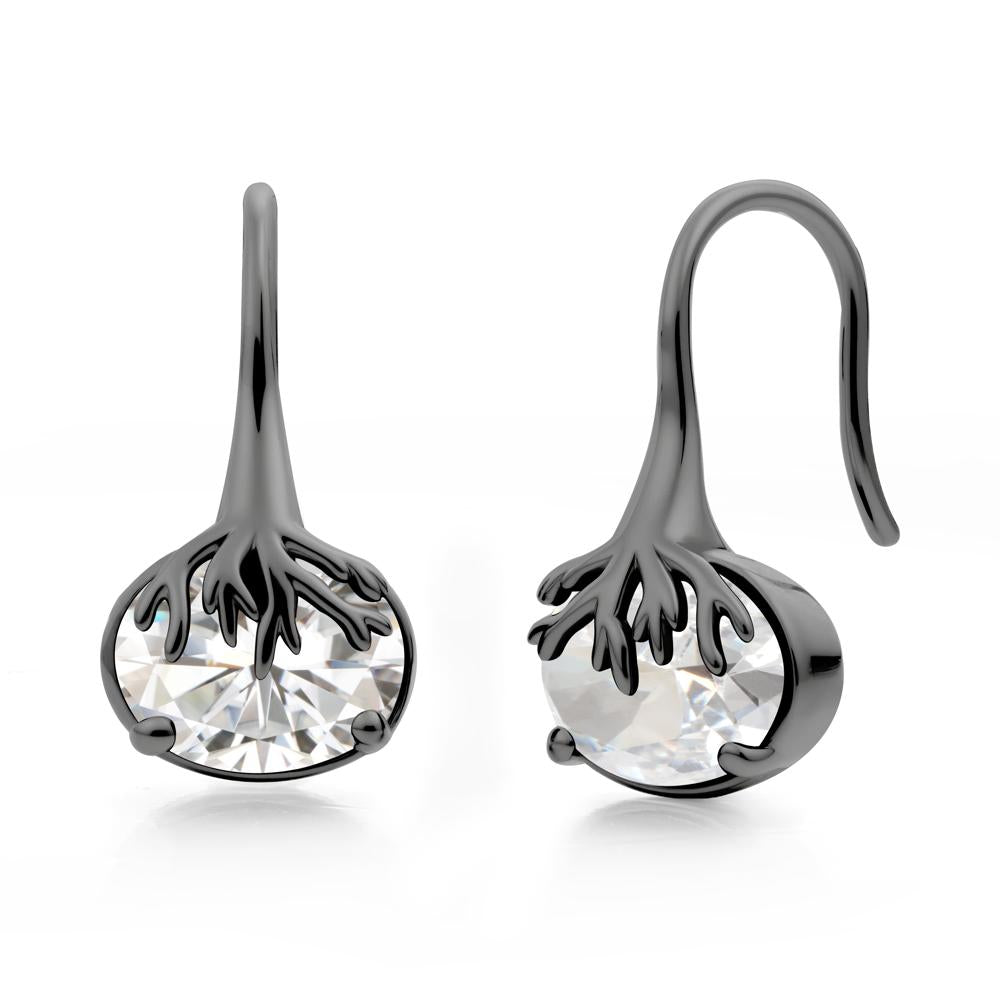 Nature Inspired Oval Moissanite Earrings - LUO Jewelry #metal_black finish sterling silver