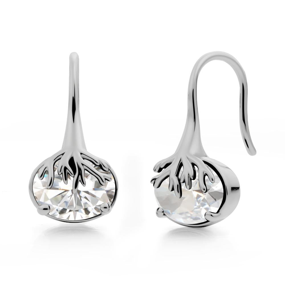 Nature Inspired Oval Moissanite Earrings - LUO Jewelry #metal_platinum