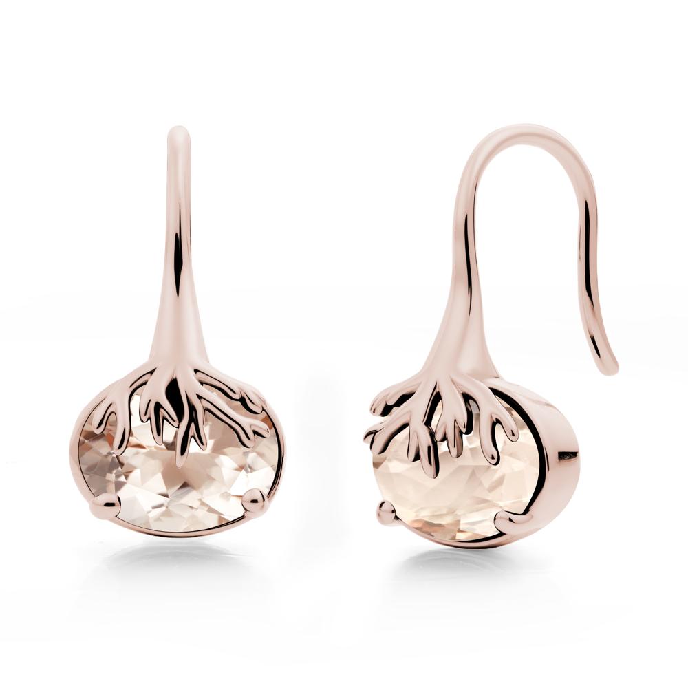 Oval Morganite French Hook Earrings - LUO Jewelry #metal_14k rose gold