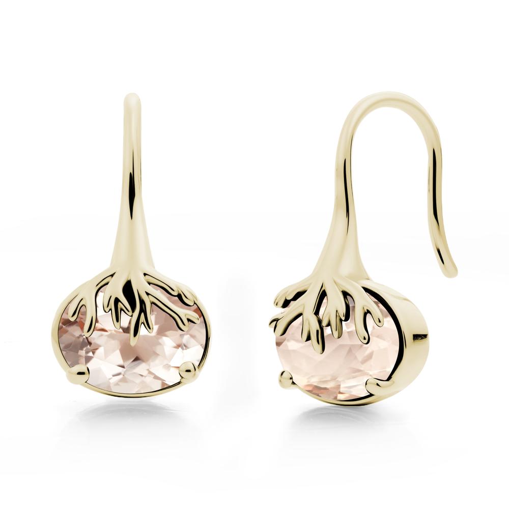 Oval Morganite French Hook Earrings - LUO Jewelry #metal_14k yellow gold