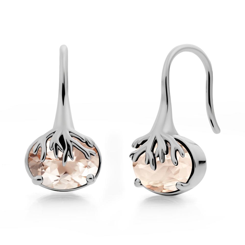 Oval Morganite French Hook Earrings - LUO Jewelry #metal_platinum