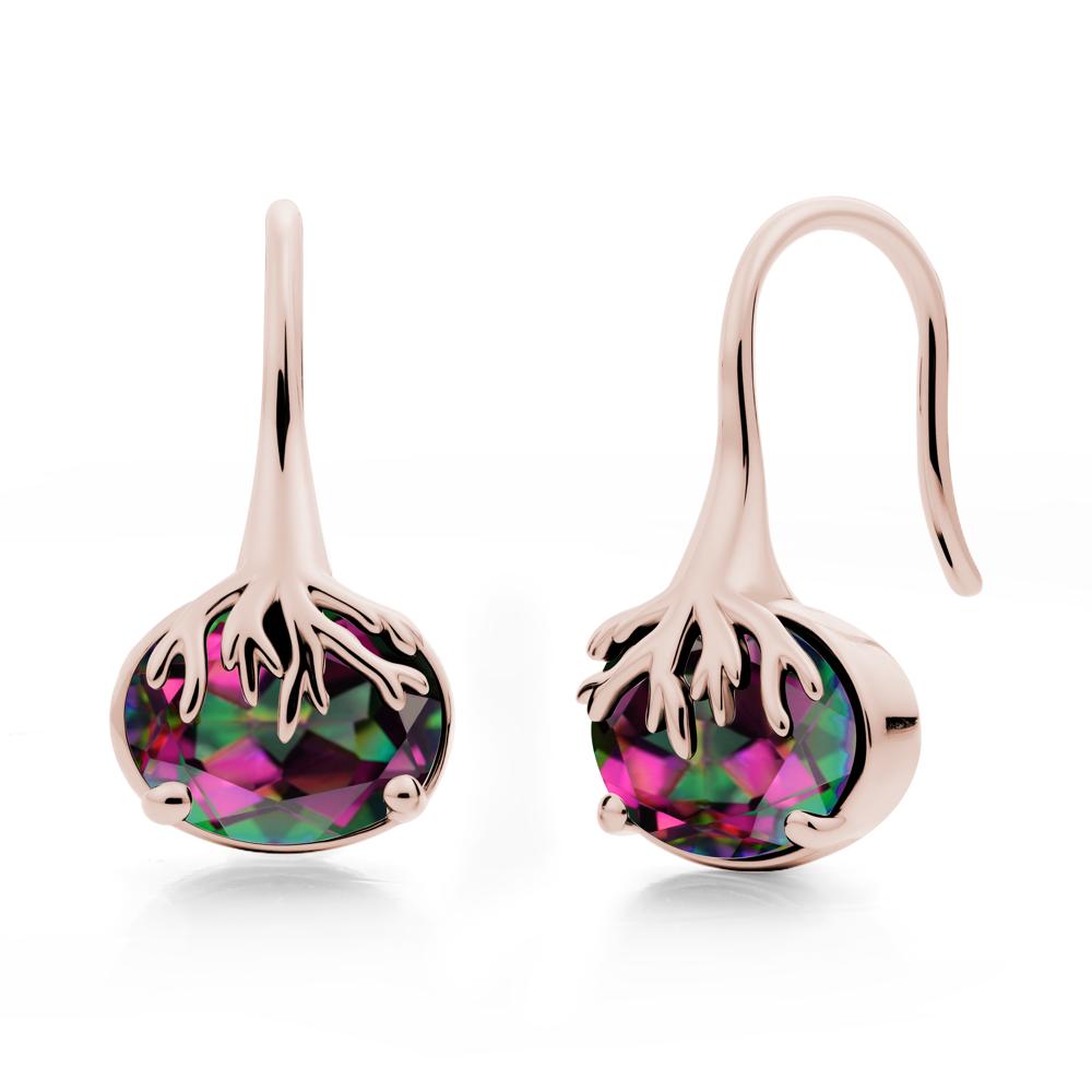 Tree Root Inspired Mystic Topaz French Hook Earrings - LUO Jewelry #metal_14k rose gold