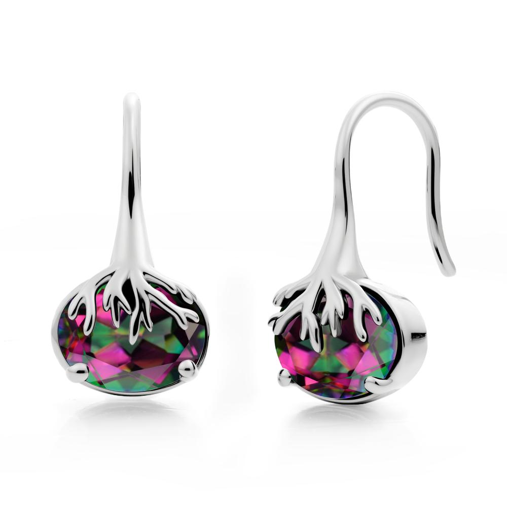 Tree Root Inspired Mystic Topaz French Hook Earrings - LUO Jewelry #metal_18k white gold