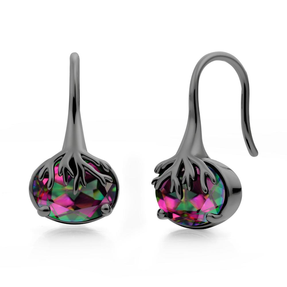 Tree Root Inspired Mystic Topaz French Hook Earrings - LUO Jewelry #metal_black finish sterling silver