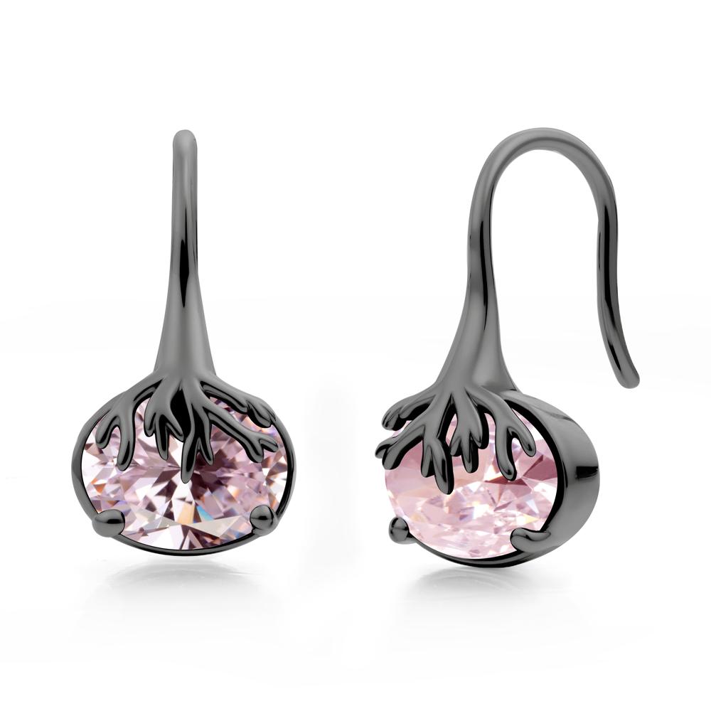Oval Pink Cubic Zirconia French Hook Earrings - LUO Jewelry #metal_black finish sterling silver