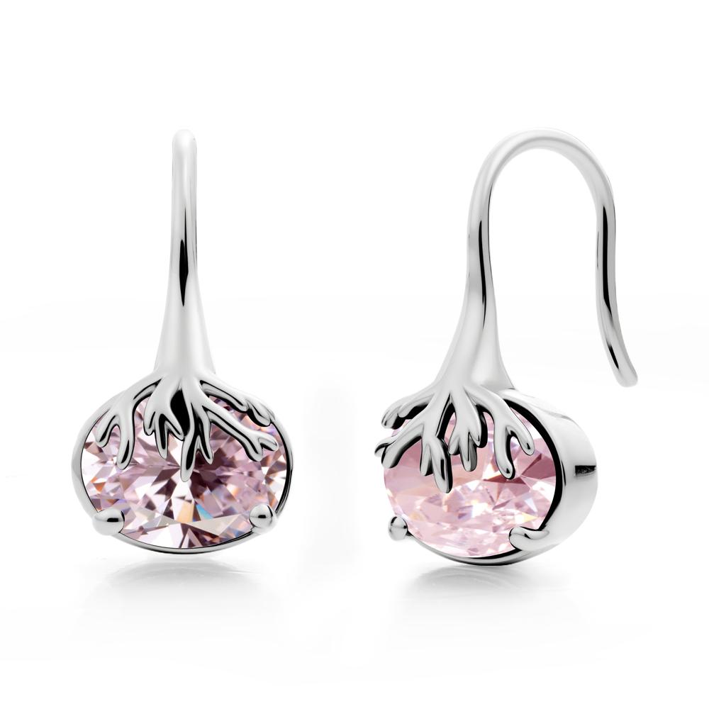 Oval Pink Cubic Zirconia French Hook Earrings - LUO Jewelry #metal_sterling silver