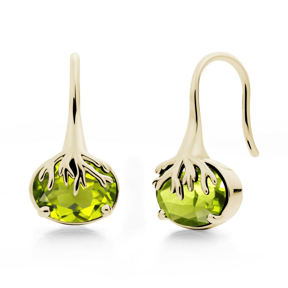 Nature Inspired Oval Peridot Earrings - LUO Jewelry #metal_14k yellow gold