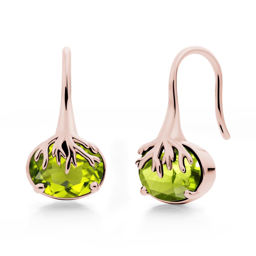 Nature Inspired Oval Peridot Earrings - LUO Jewelry #metal_18k rose gold