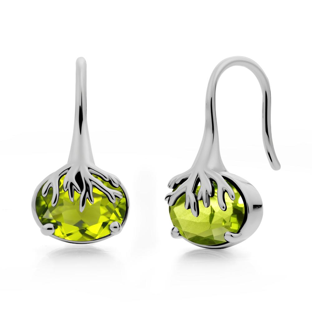 Nature Inspired Oval Peridot Earrings - LUO Jewelry #metal_platinum