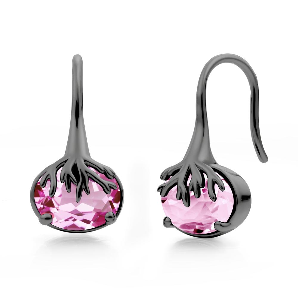 Nature Inspired Oval Pink Sapphire Earrings - LUO Jewelry #metal_black finish sterling silver