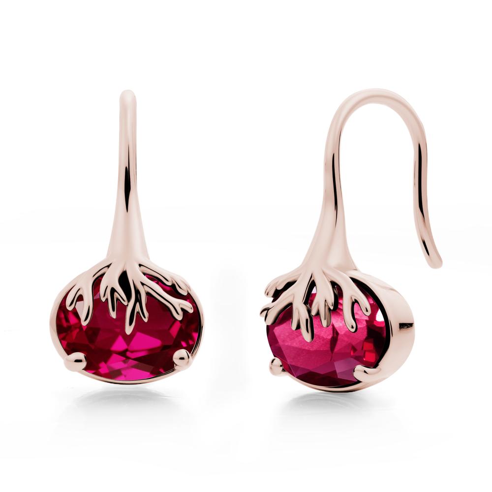 Nature Inspired Oval Ruby Earrings - LUO Jewelry #metal_14k rose gold