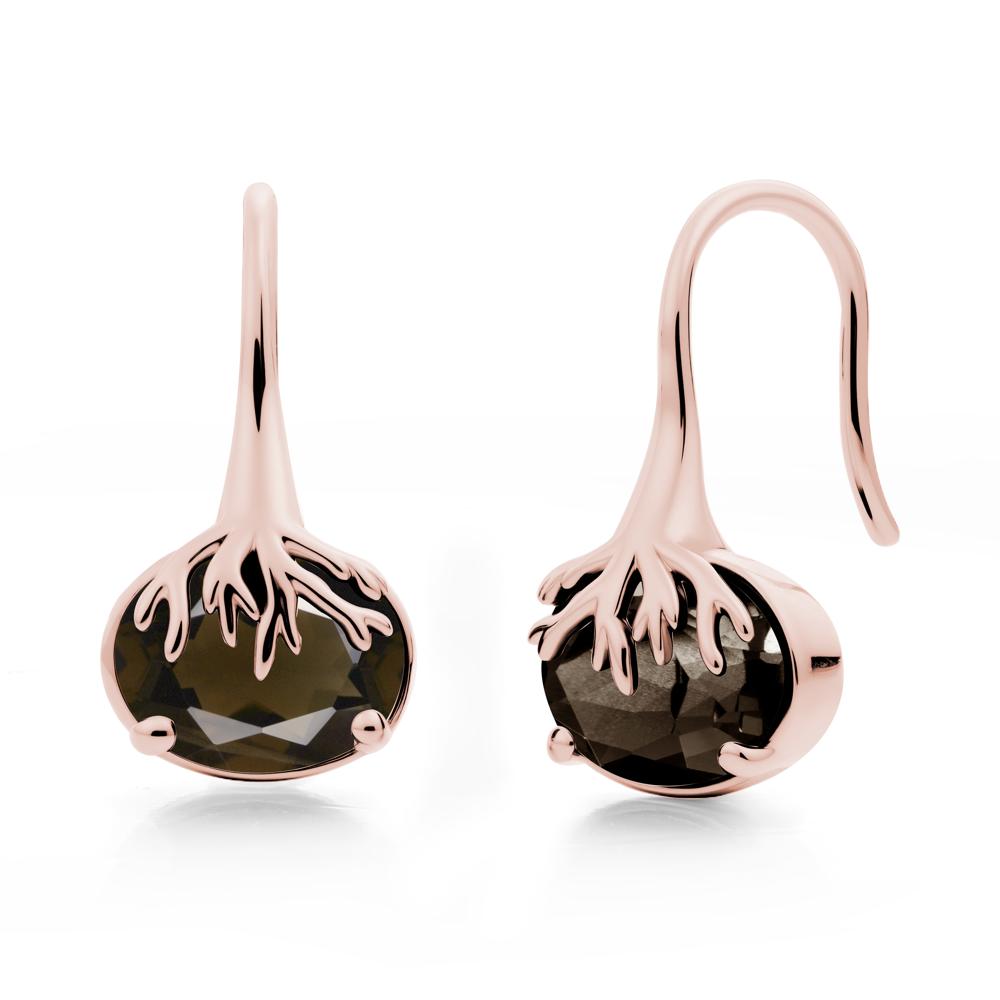 Oval Smoky Quartz French Hook Earrings - LUO Jewelry #metal_18k rose gold