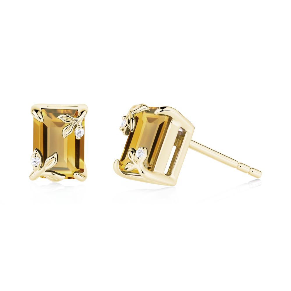 Nature-Inspired Leaf Emerald Cut Citrine Earrings - LUO Jewelry #metal_18k yellow gold