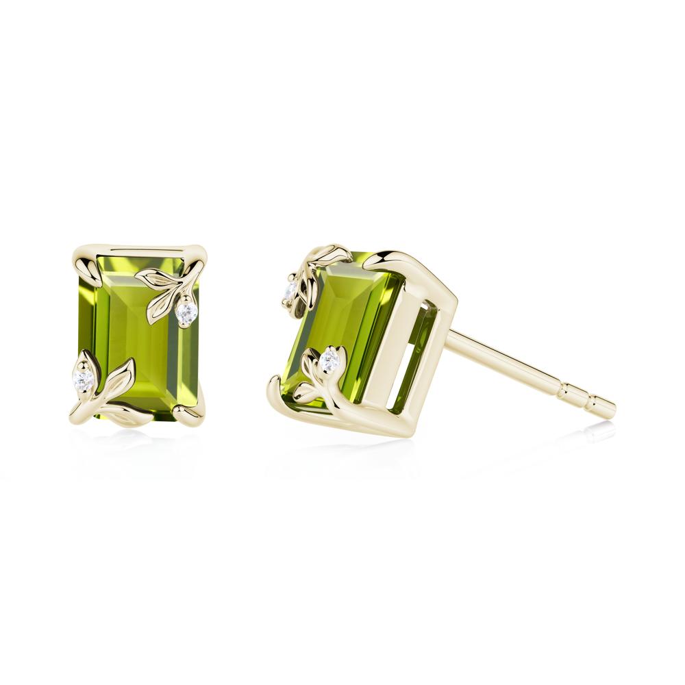 Nature-Inspired Leaf Emerald Cut Peridot Earrings - LUO Jewelry #metal_14k yellow gold