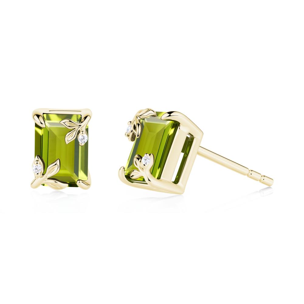 Nature-Inspired Leaf Emerald Cut Peridot Earrings - LUO Jewelry #metal_18k yellow gold