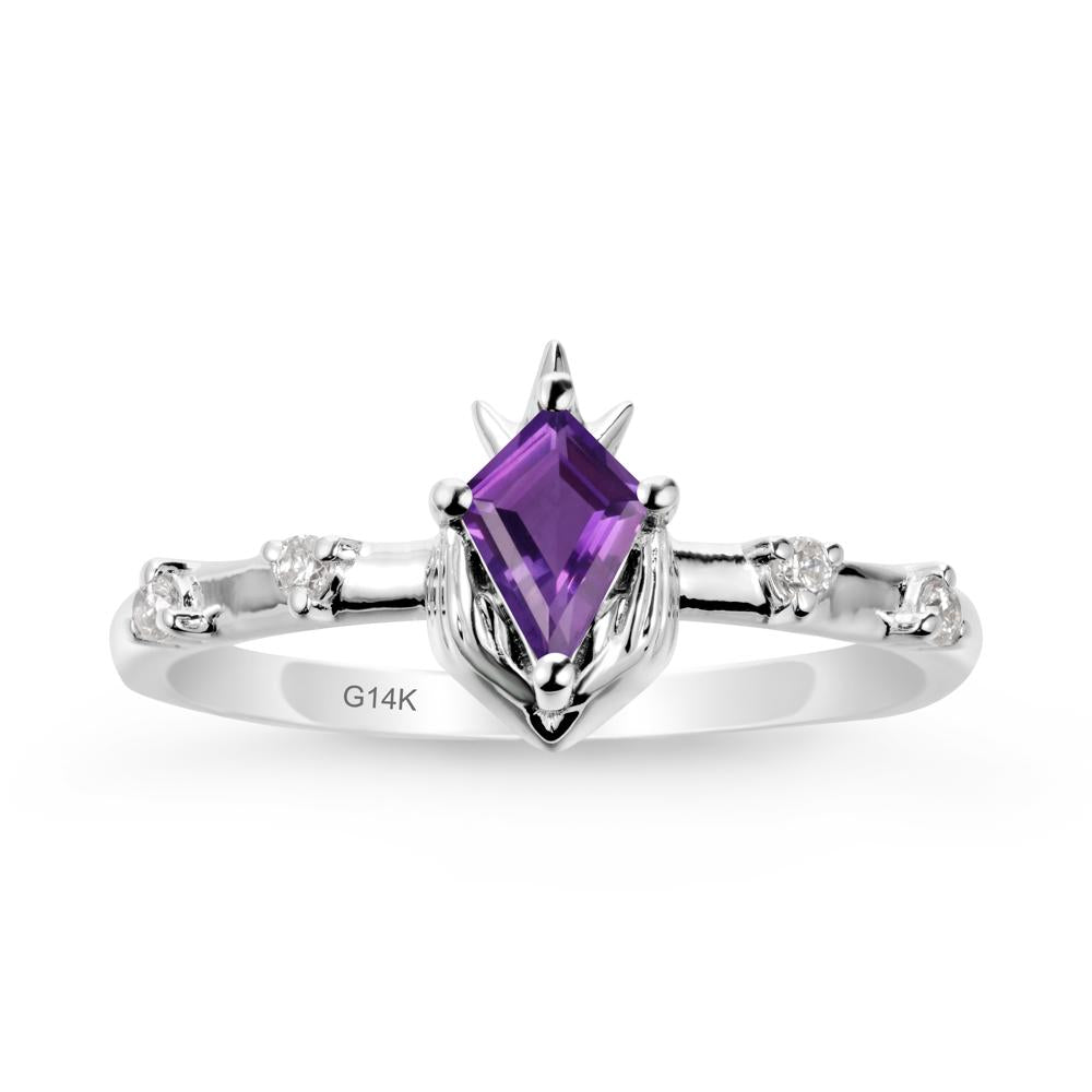 Kite Amethyst Modern Claddagh Ring - LUO Jewelry #metal_14k white gold