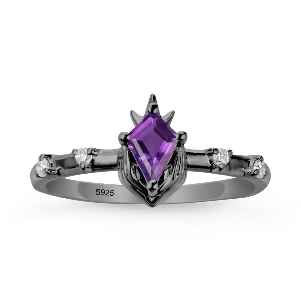 Kite Amethyst Modern Claddagh Ring - LUO Jewelry #metal_black finish sterling silver