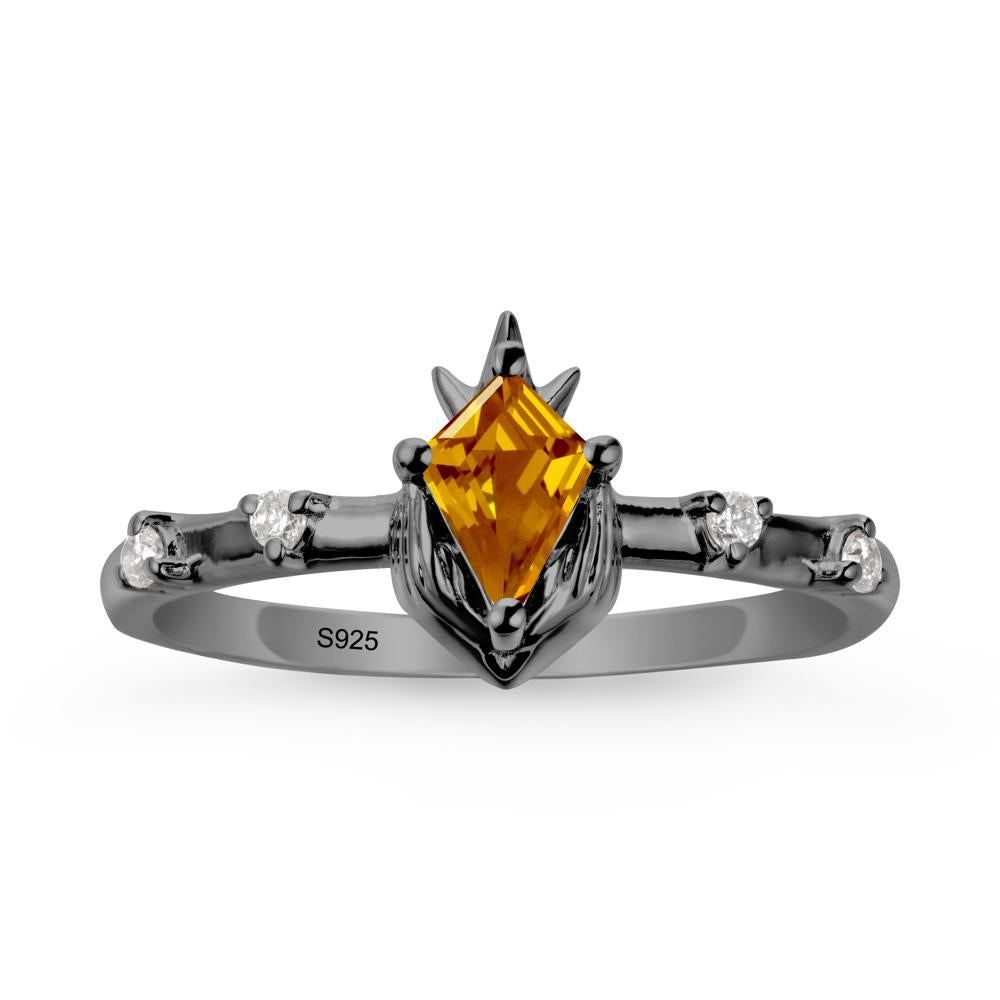 Fantasy Claddagh Ring with Kite Citrine - LUO Jewelry #metal_black finish sterling silver