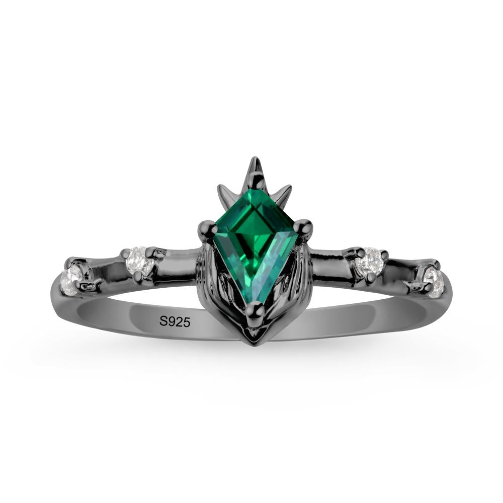 Kite Emerald Modern Claddagh Ring - LUO Jewelry #metal_black finish sterling silver