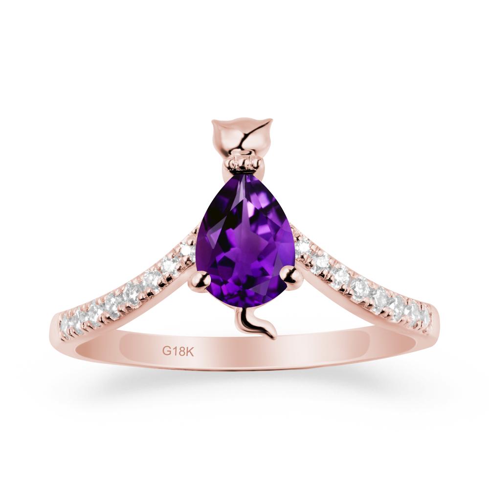 Cute Cat Inspired Amethyst Ring - LUO Jewelry #metal_18k rose gold