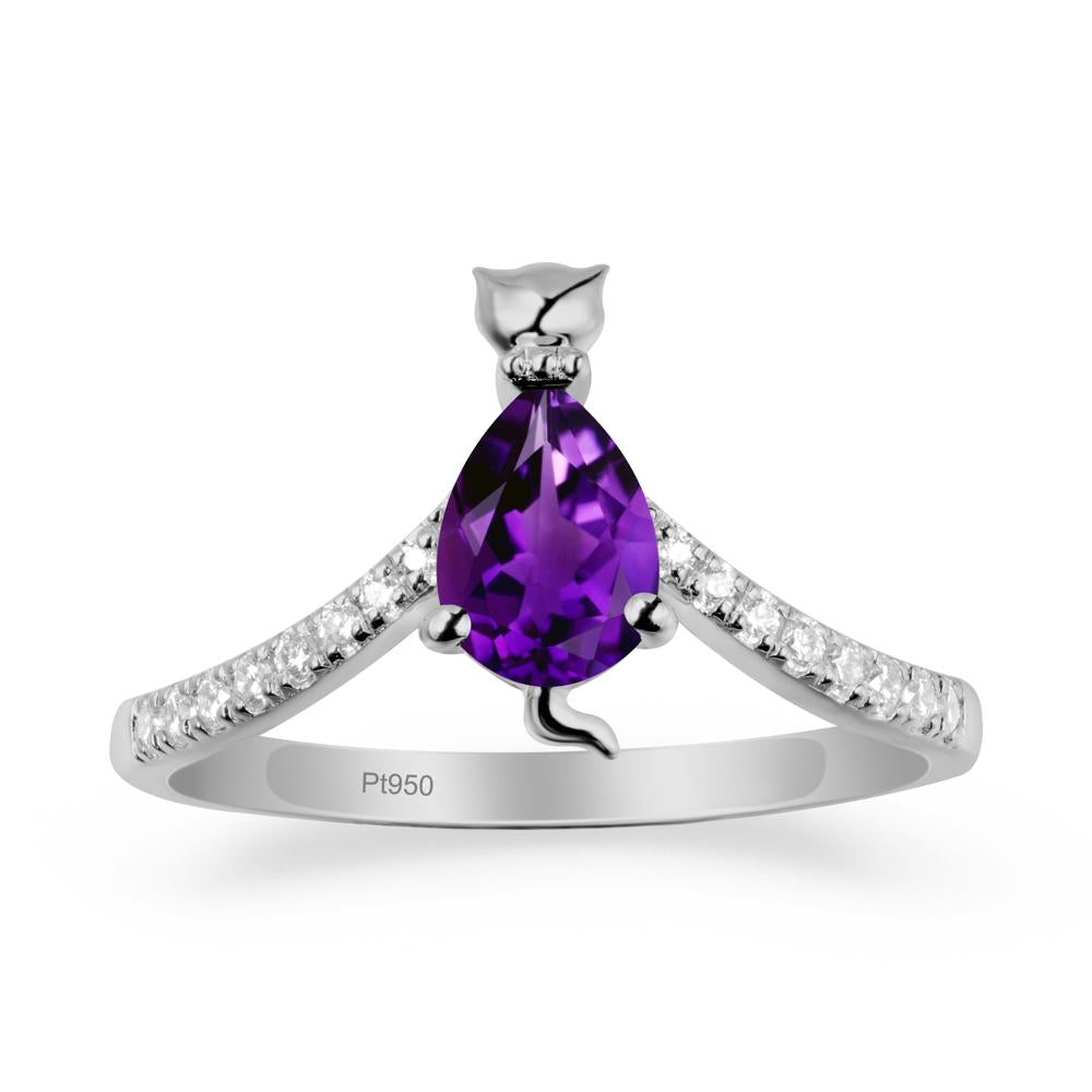 Cute Cat Inspired Amethyst Ring - LUO Jewelry #metal_platinum