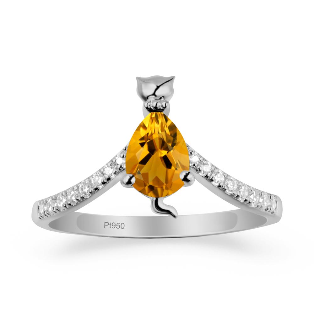 Cute Cat Inspired Citrine Ring - LUO Jewelry #metal_platinum