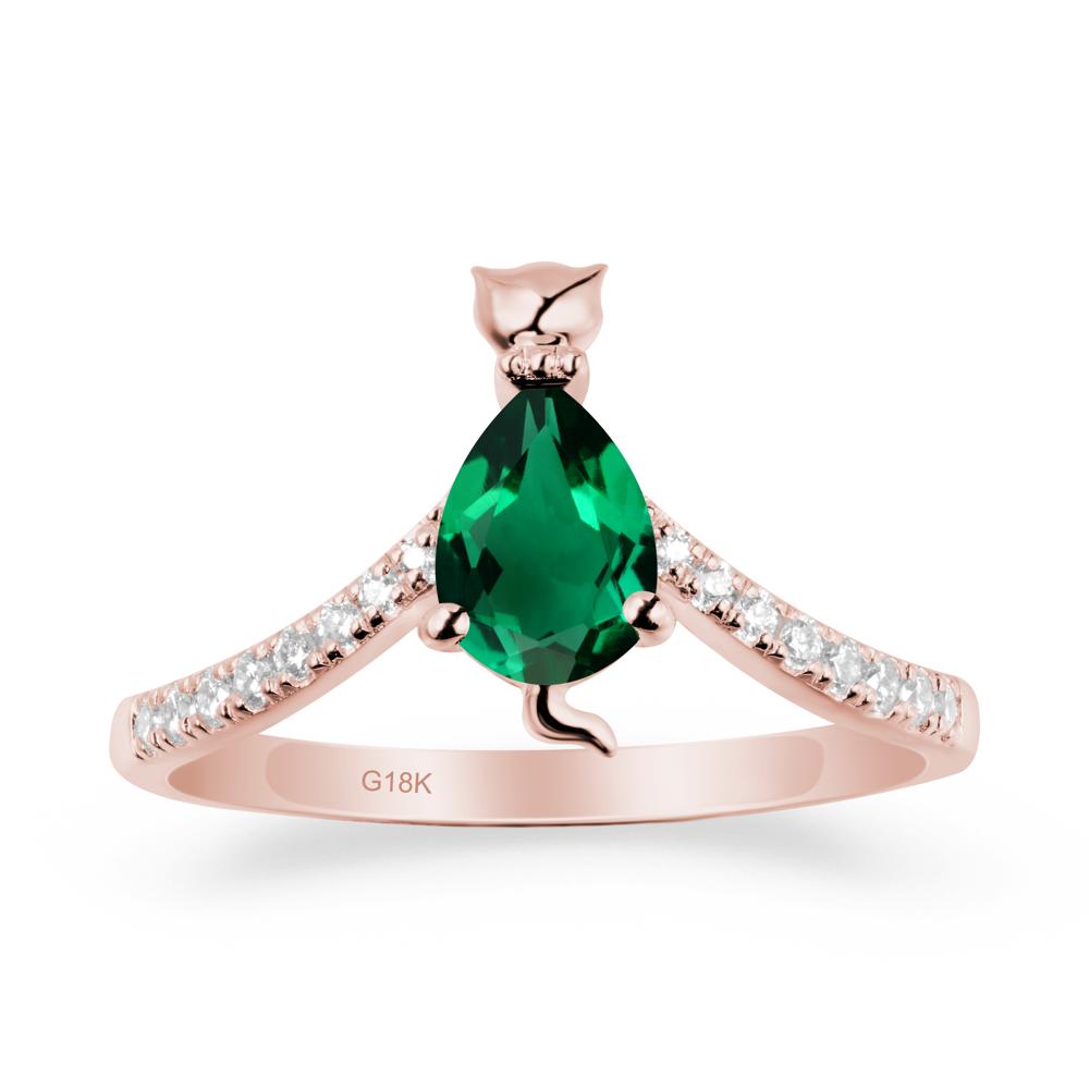 Cute Cat Inspired Emerald Ring - LUO Jewelry #metal_18k rose gold