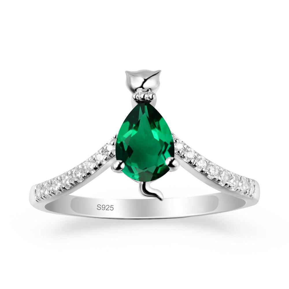 Unique Pear Black Spinel Cat Ring | LUO