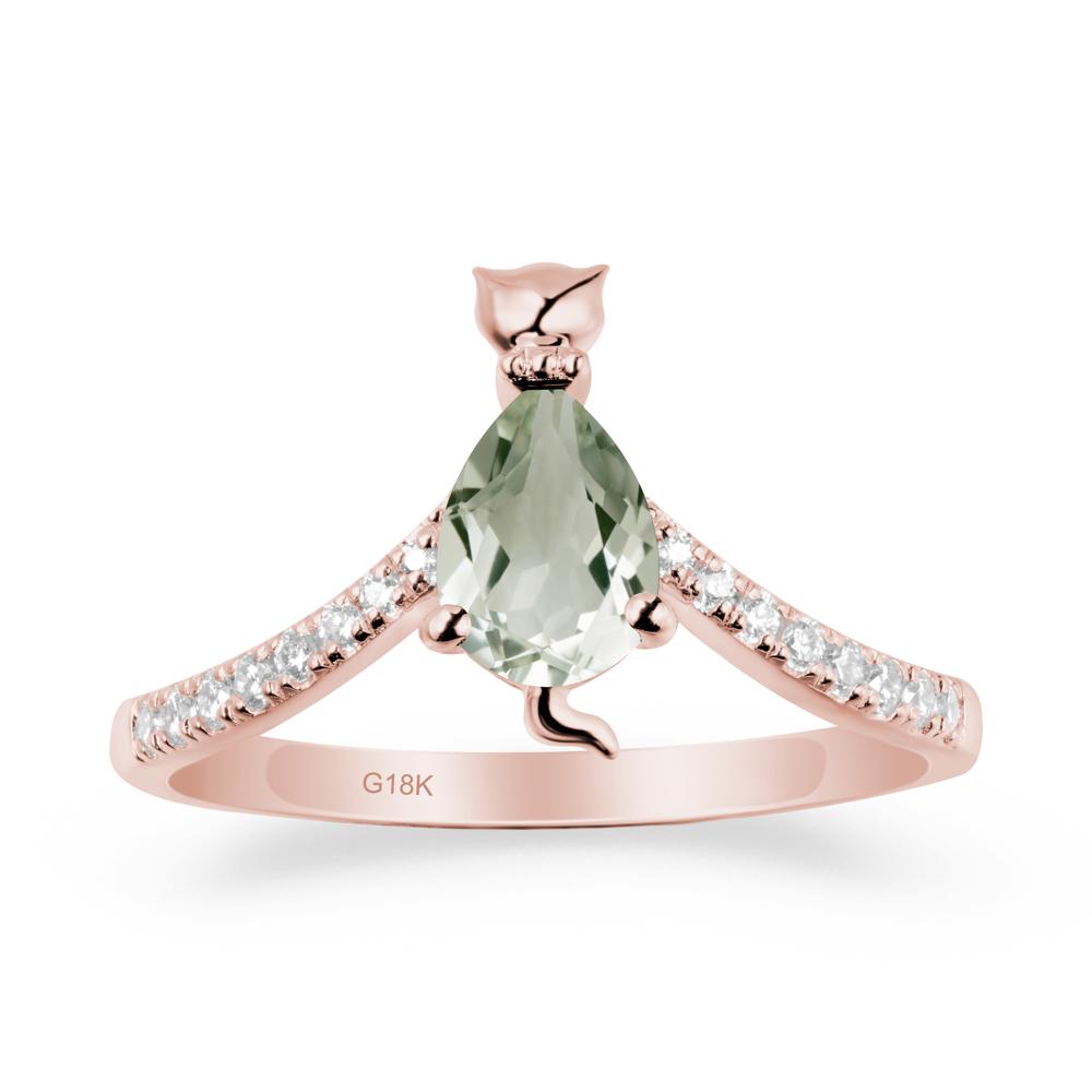 Cute Cat Inspired Green Amethyst Ring - LUO Jewelry #metal_18k rose gold
