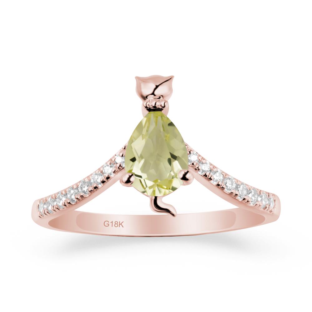 Cute Cat Inspired Lemon Quartz Ring - LUO Jewelry #metal_18k rose gold