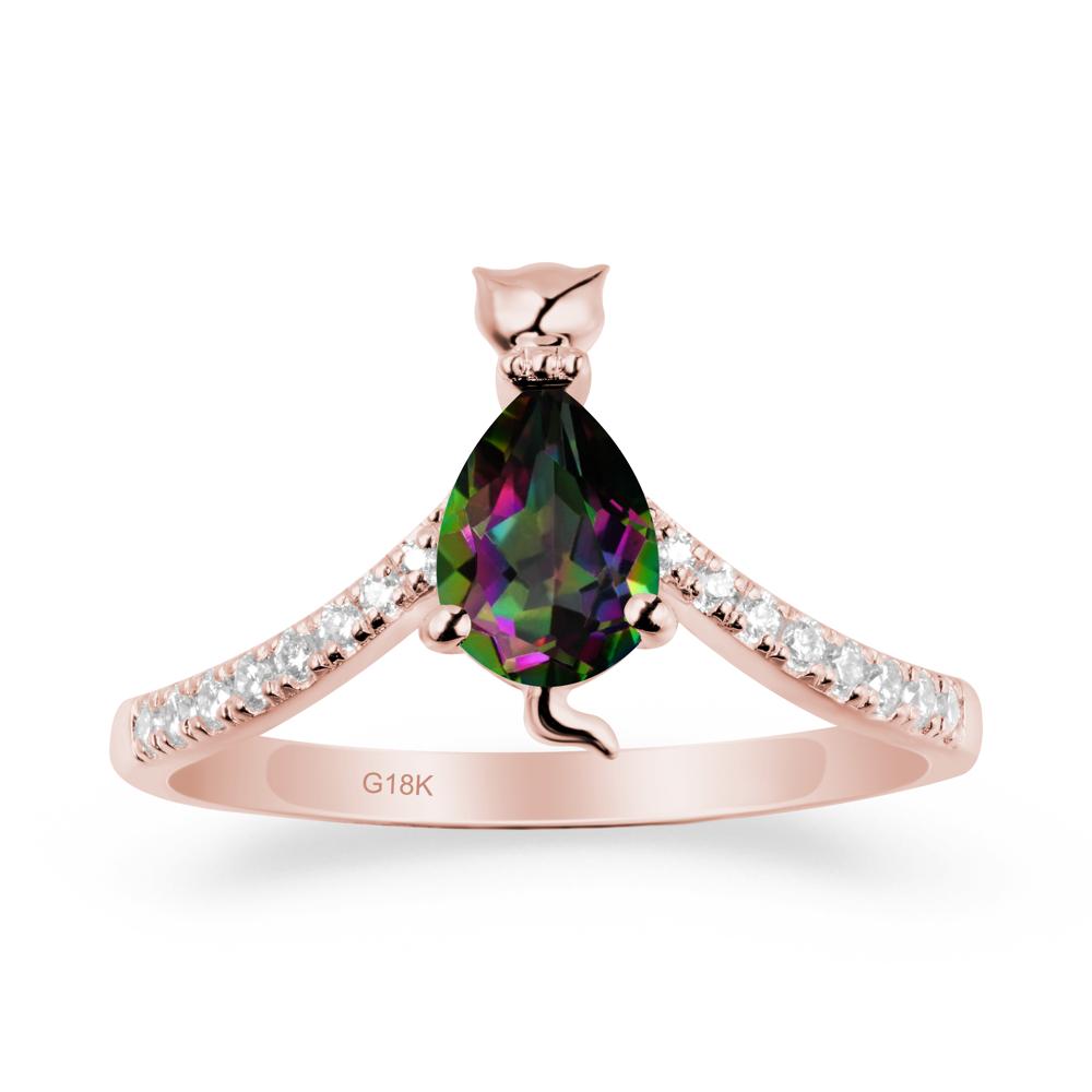 Cute Cat Inspired Mystic Topaz Ring - LUO Jewelry #metal_18k rose gold