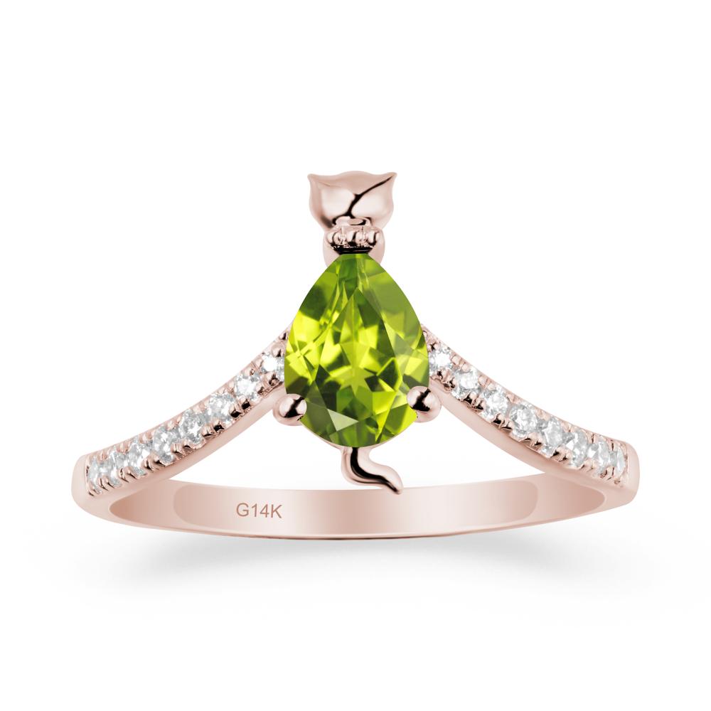 Cute Cat Inspired Peridot Ring - LUO Jewelry #metal_14k rose gold