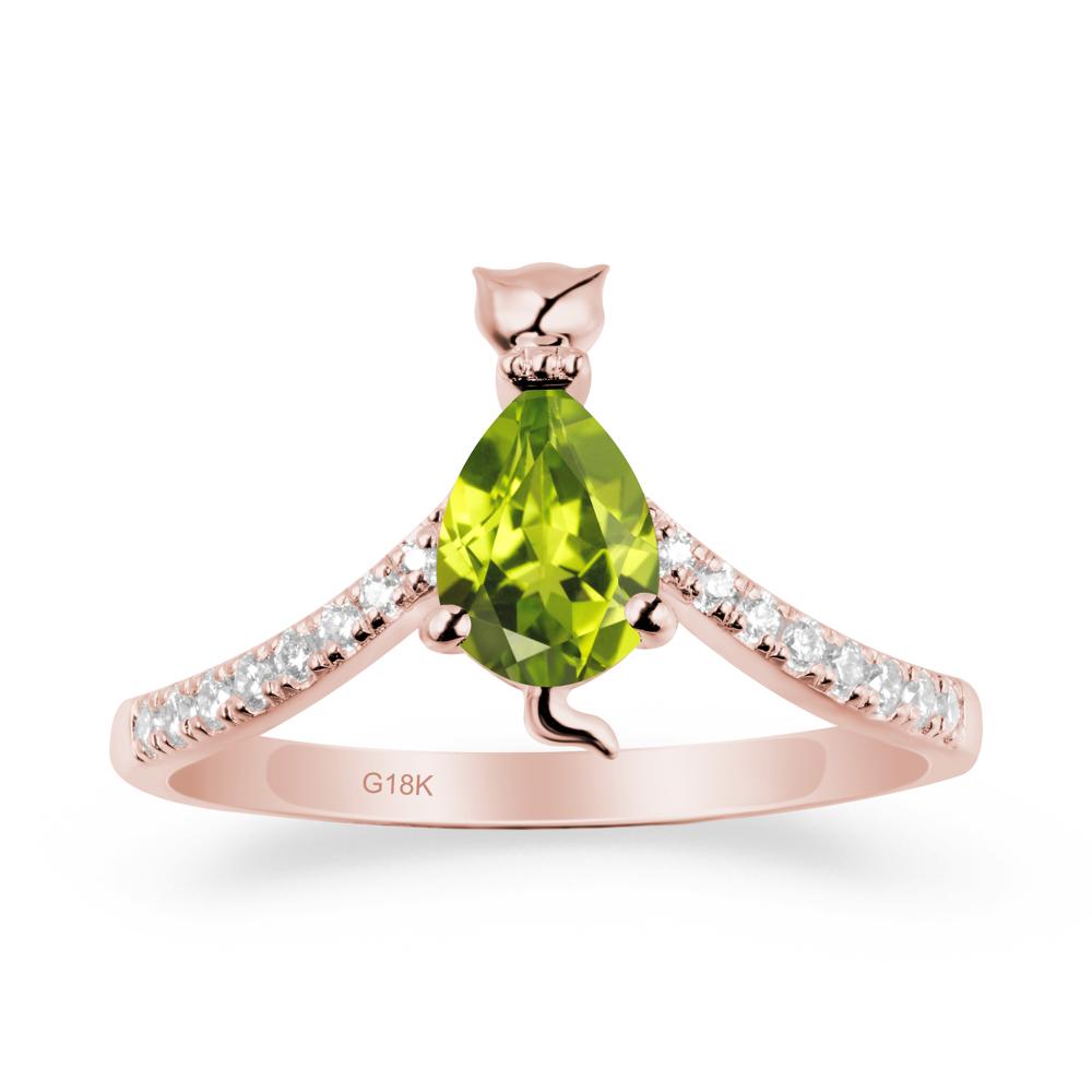 Cute Cat Inspired Peridot Ring - LUO Jewelry #metal_18k rose gold