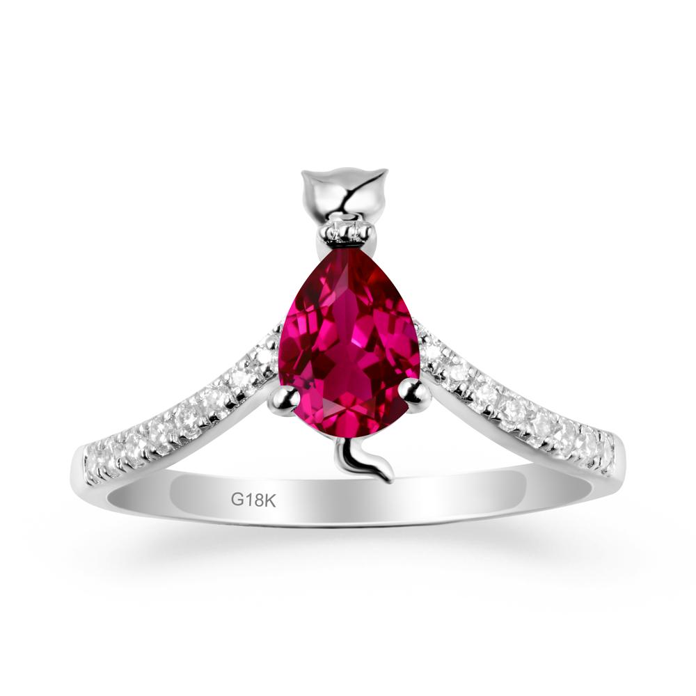 Cute Cat Inspired Ruby Ring - LUO Jewelry #metal_18k white gold
