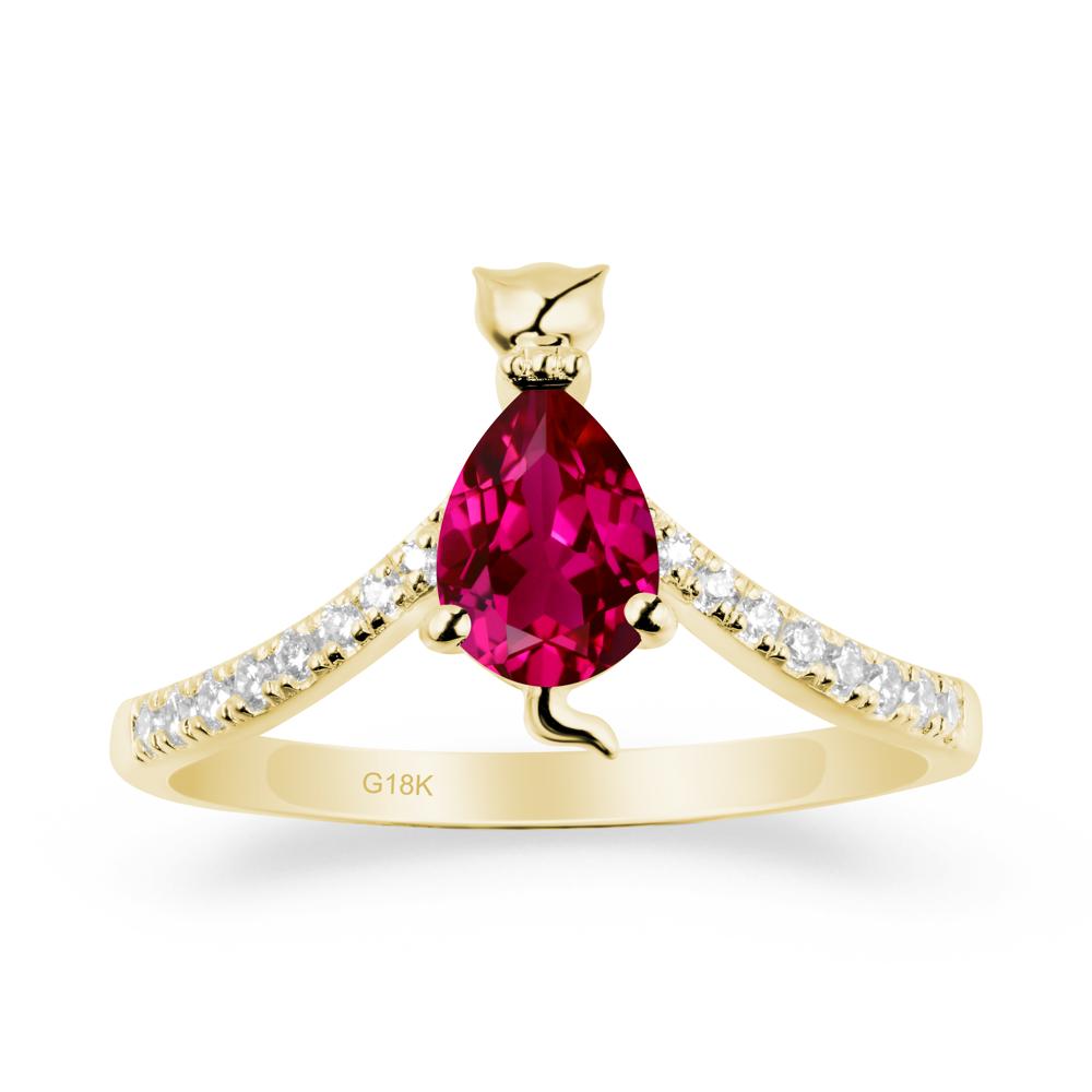 Cute Cat Inspired Ruby Ring - LUO Jewelry #metal_18k yellow gold