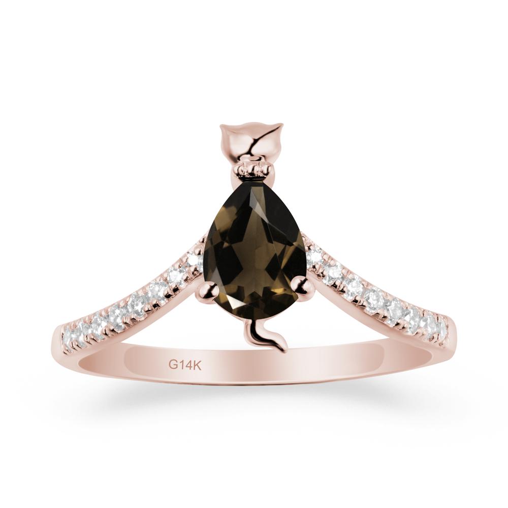 Cute Cat Inspired Smoky Quartz Ring - LUO Jewelry #metal_14k rose gold