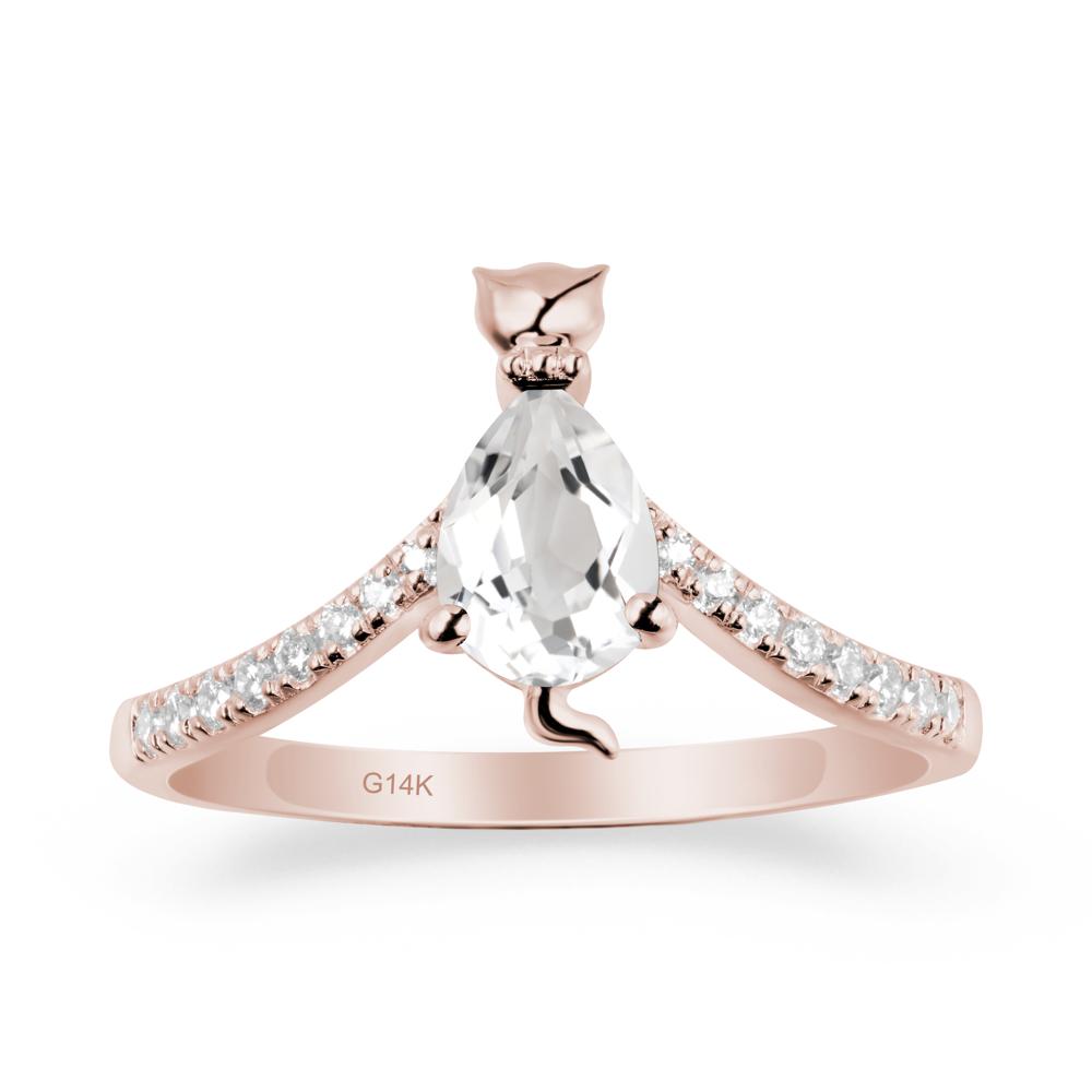 Cute Cat Inspired White Topaz Ring | LUO