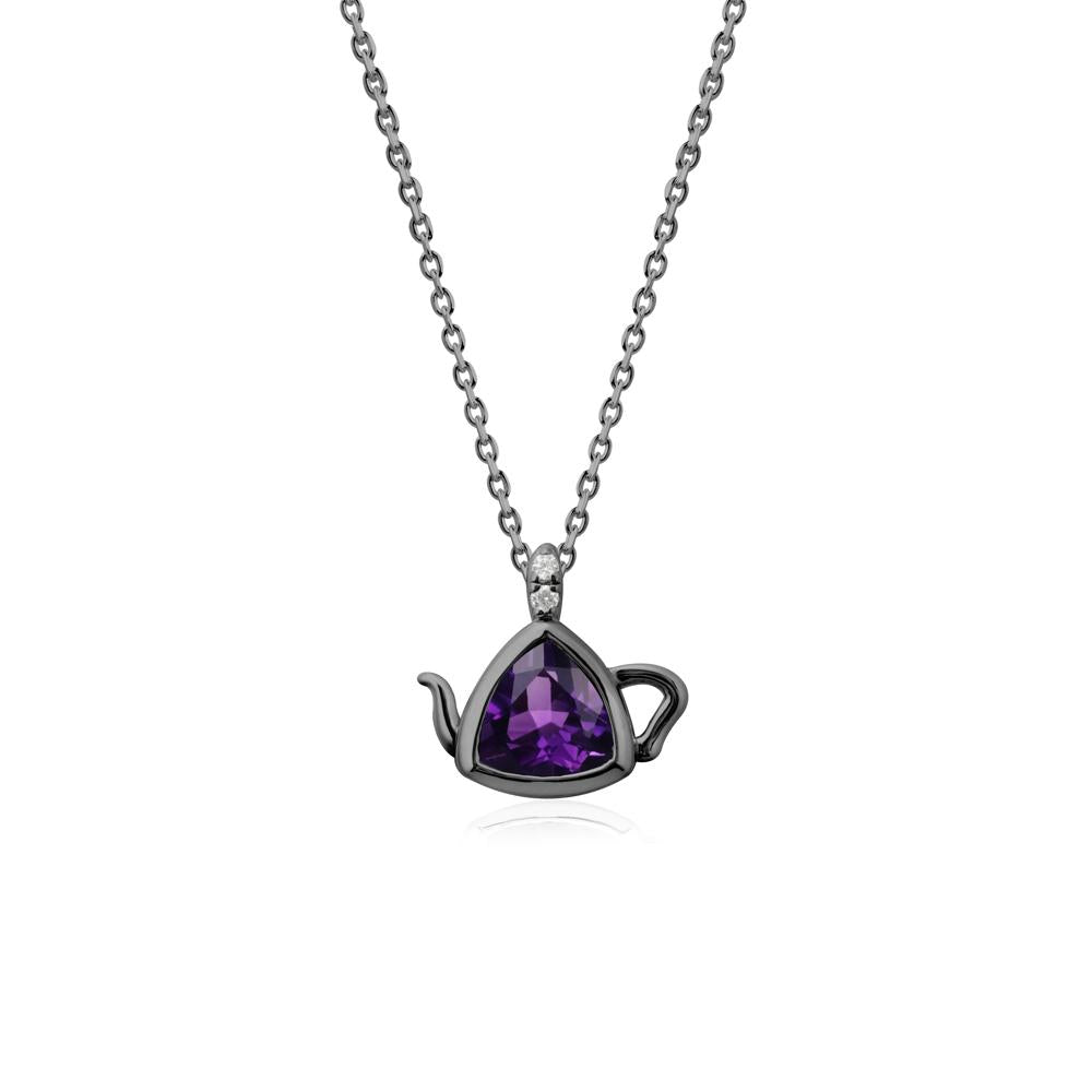 Trillion Cut Amethyst Pendant Necklace - LUO Jewelry #metal_black finish sterling silver