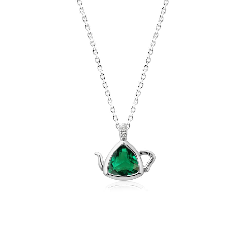 Trillion Cut Emerald Pendant Necklace - LUO Jewelry #metal_14k white gold