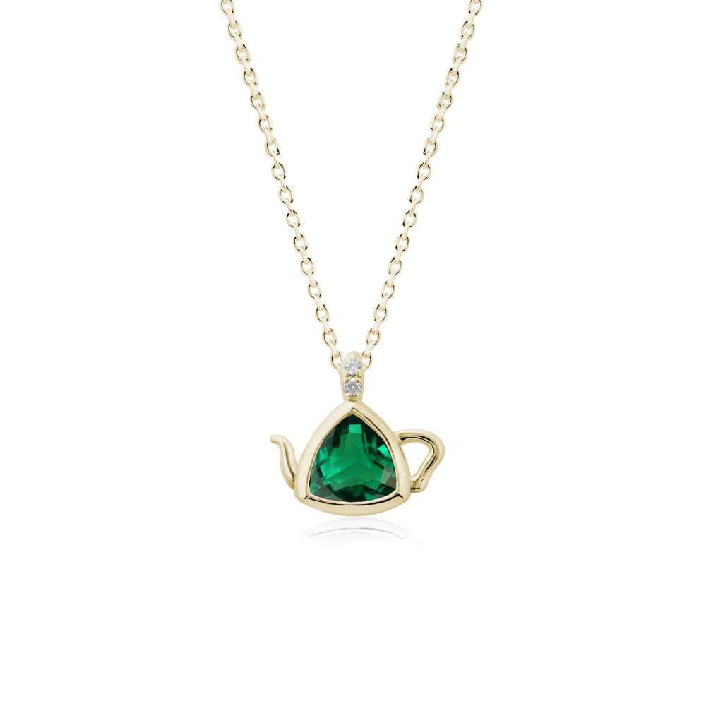 Trillion Cut Emerald Pendant Necklace - LUO Jewelry #metal_14k yellow gold