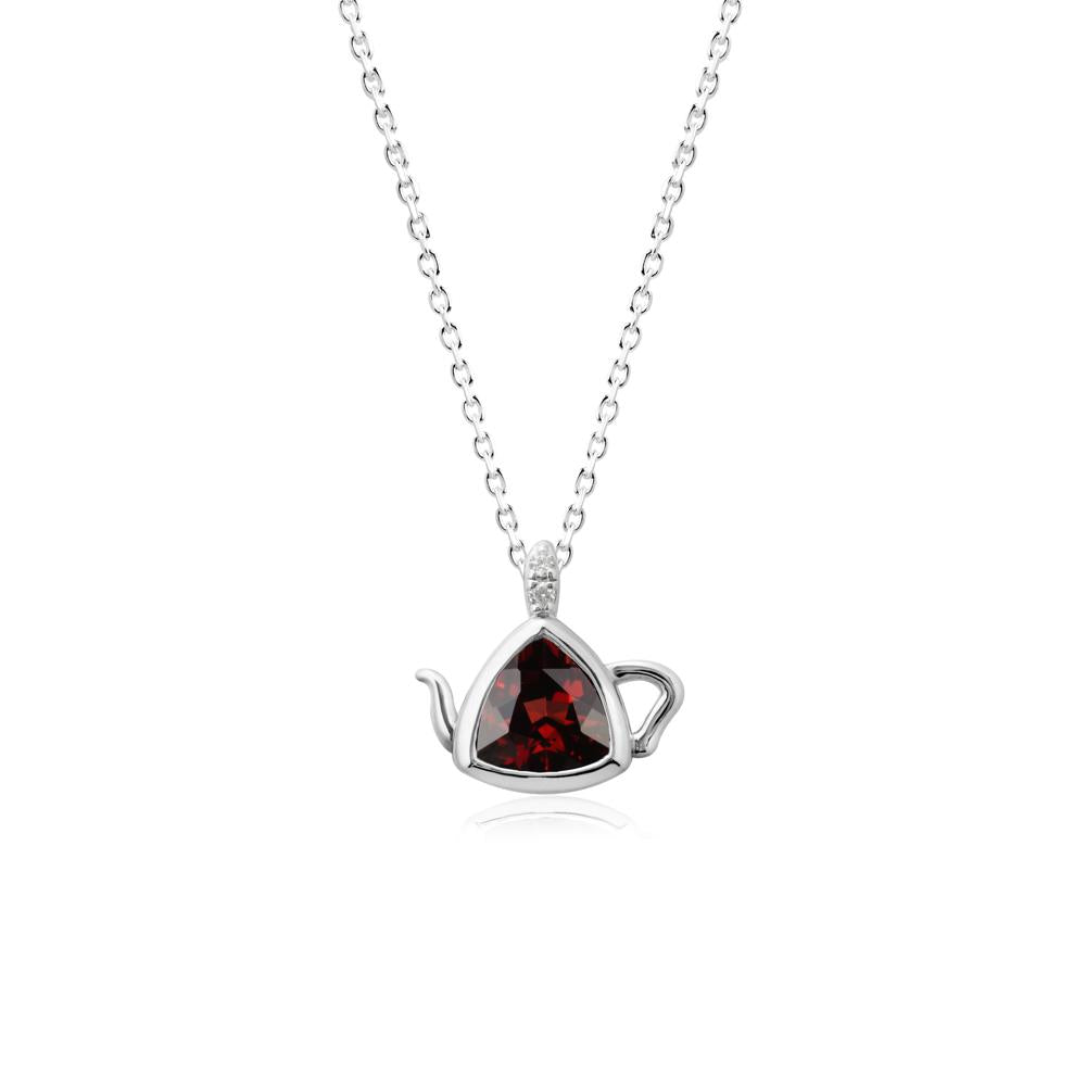 Creative Bezel Setting Garnet Pendant - LUO Jewelry #metal_18k white gold