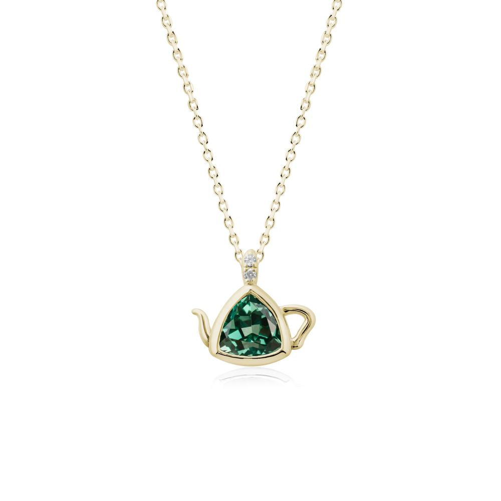 Trillion Cut Green Sapphire Pendant Necklace - LUO Jewelry #metal_14k yellow gold