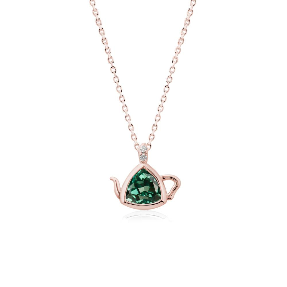 Trillion Cut Green Sapphire Pendant Necklace - LUO Jewelry #metal_18k rose gold