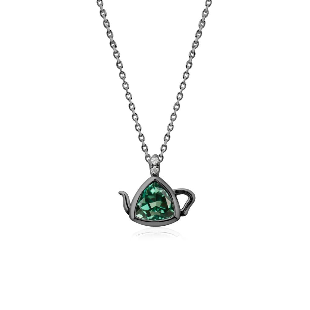 Trillion Cut Green Sapphire Pendant Necklace - LUO Jewelry #metal_black finish sterling silver