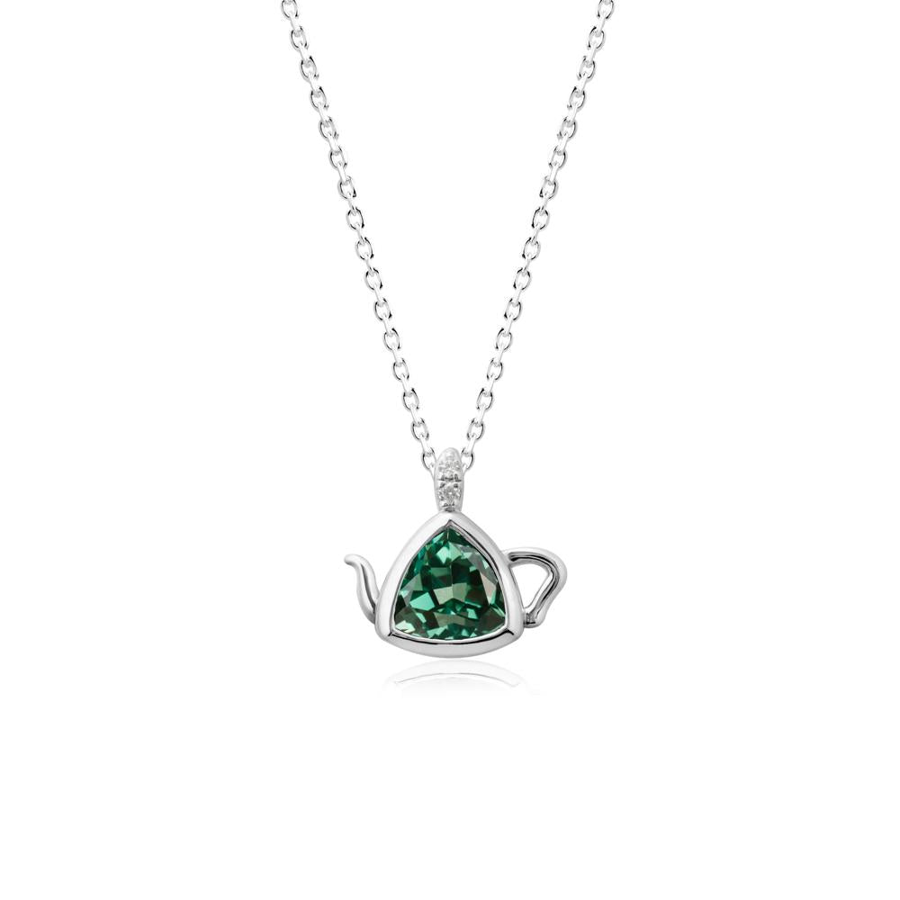 Trillion Cut Green Sapphire Pendant Necklace - LUO Jewelry #metal_sterling silver